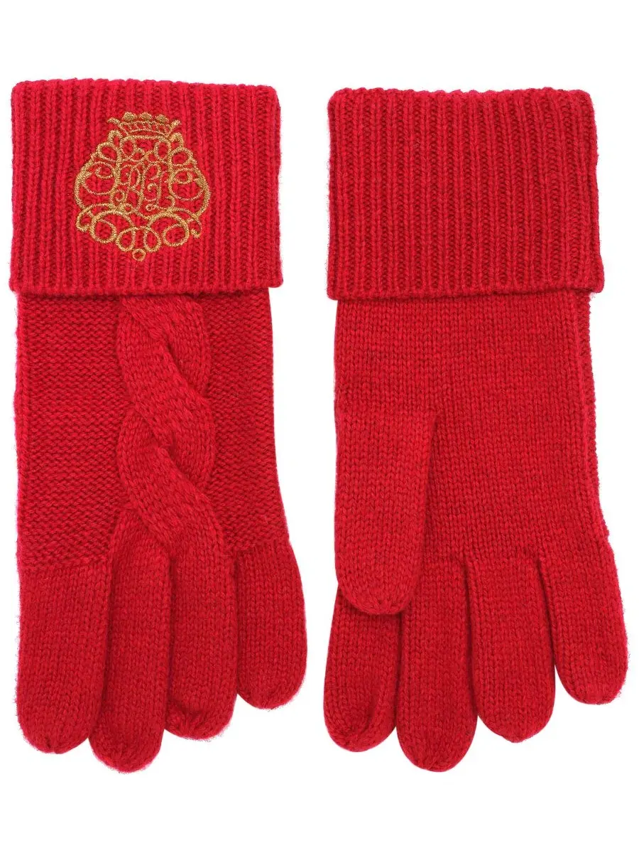 Вязаные перчатки с вышивкой Embroidery Knit Gloves Lauren Ralph Lauren — изображение 3 из 4, красный