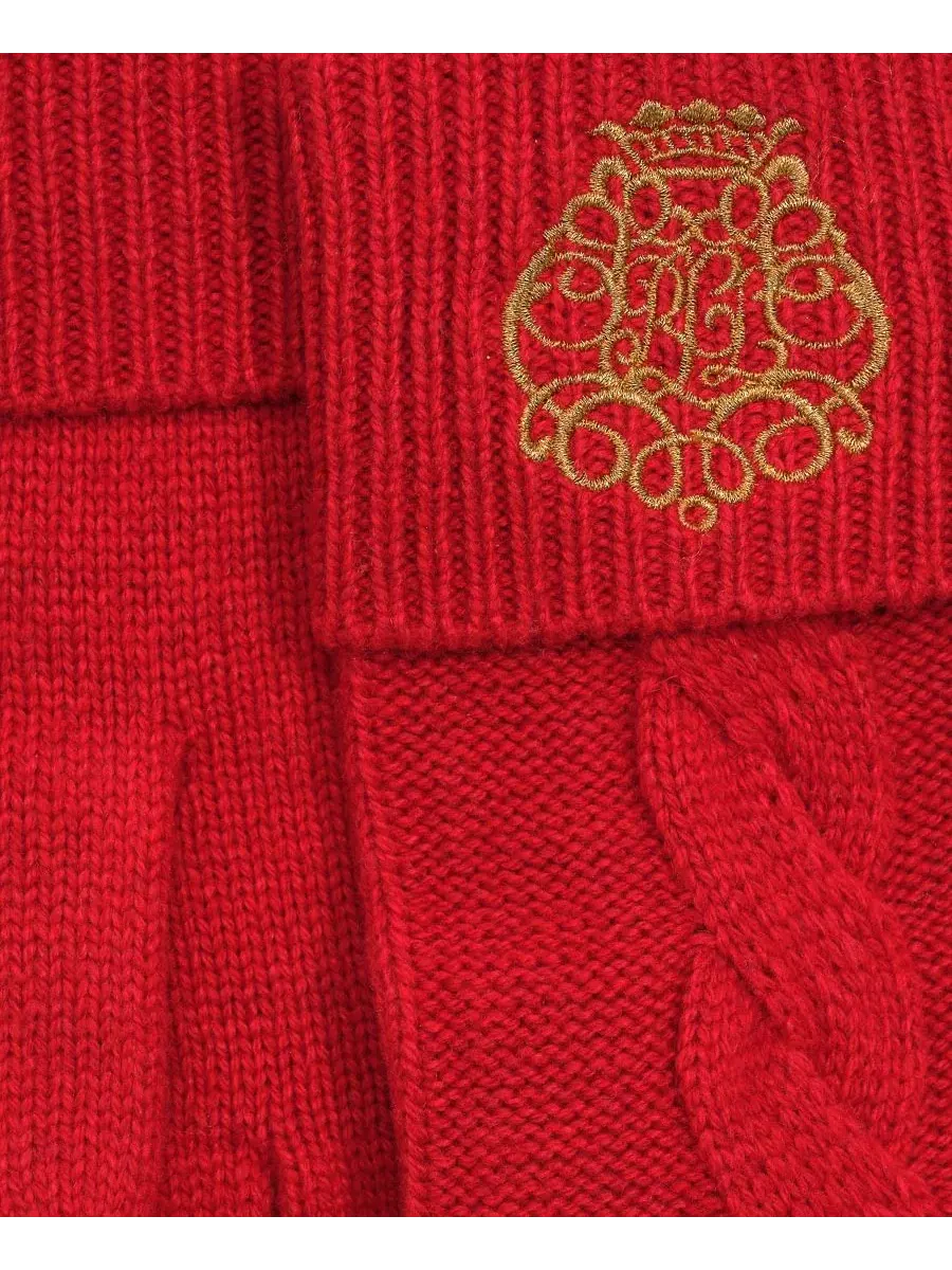 Вязаные перчатки с вышивкой Embroidery Knit Gloves Lauren Ralph Lauren — изображение 4 из 4, красный