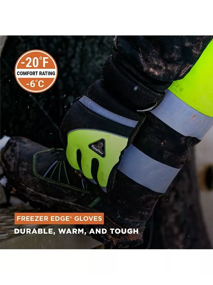 Мужские теплые перчатки с подкладкой из фиберфилла Freezer Edge Infused RefrigiWear — изображение 3 из 3, лаймовый