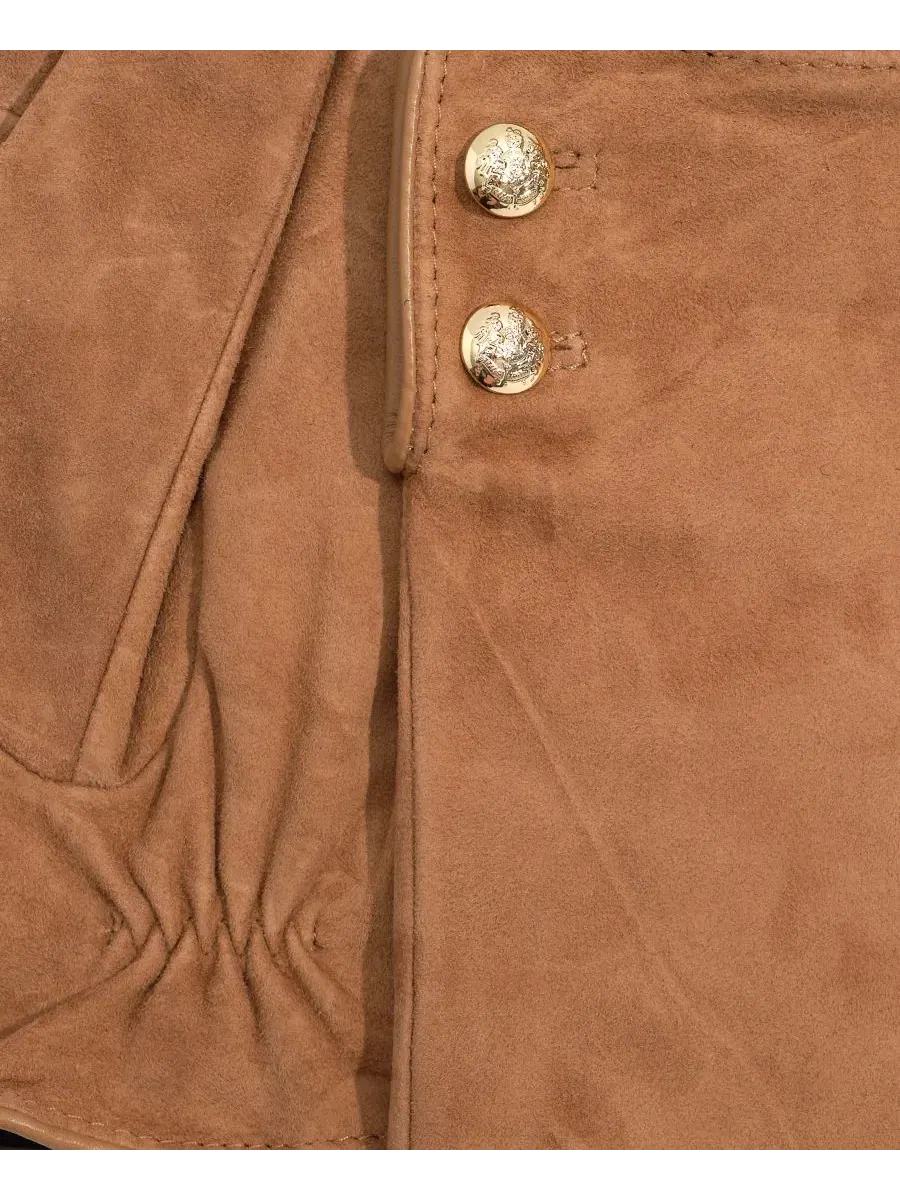 Перчатки из замши с двумя гербовыми пуговицами Lauren Ralph Lauren — изображение 4 из 4, верблюжий