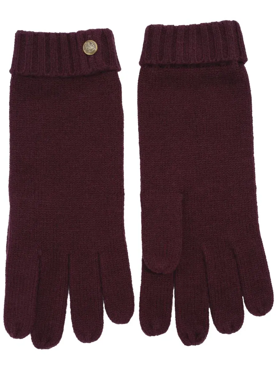 Вязаные перчатки с гербом Lauren Ralph Lauren — изображение 3 из 7, красный