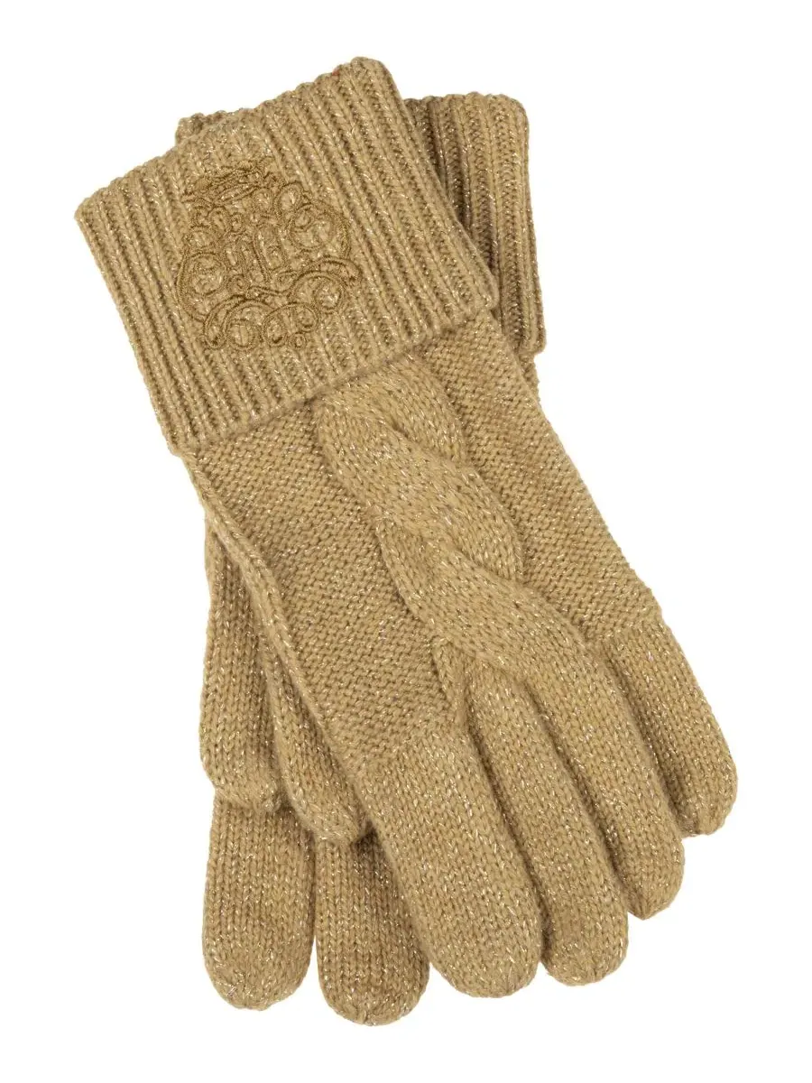 Вязаные перчатки с вышивкой и металлизированной нитью, Metallic Embroidery Gloves Lauren Ralph