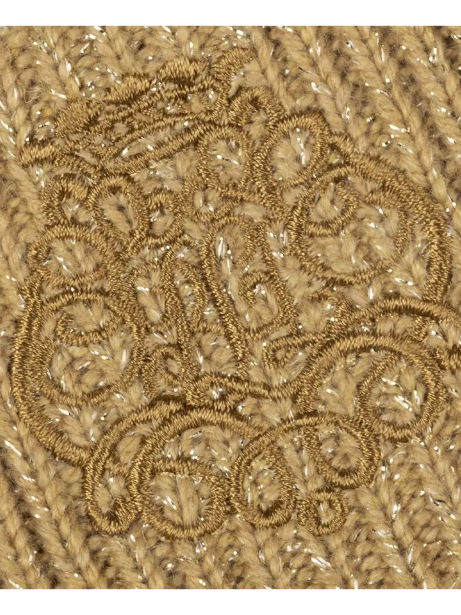 Вязаные перчатки с вышивкой и металлизированной нитью, Metallic Embroidery Gloves Lauren Ralph — изображение 4 из 4