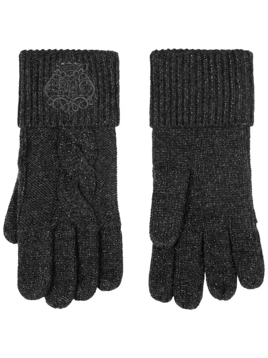 Женские вязаные перчатки с вышивкой Metallic Embroidery Gloves Lauren Ralph Lauren, Onyx Heather — изображение 2 из 4
