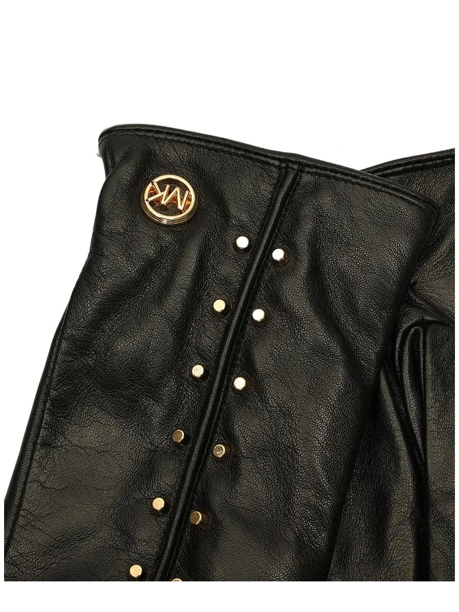 Женские кожаные перчатки MICHAEL Astor с заклепками Michael Kors — изображение 2 из 4, черный золотистый