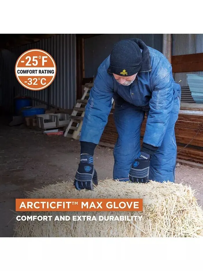 Мужские утепленные перчатки ArcticFit Max с флисовой подкладкой, защитой от ударов и силиконовым — изображение 3 из 3, черный