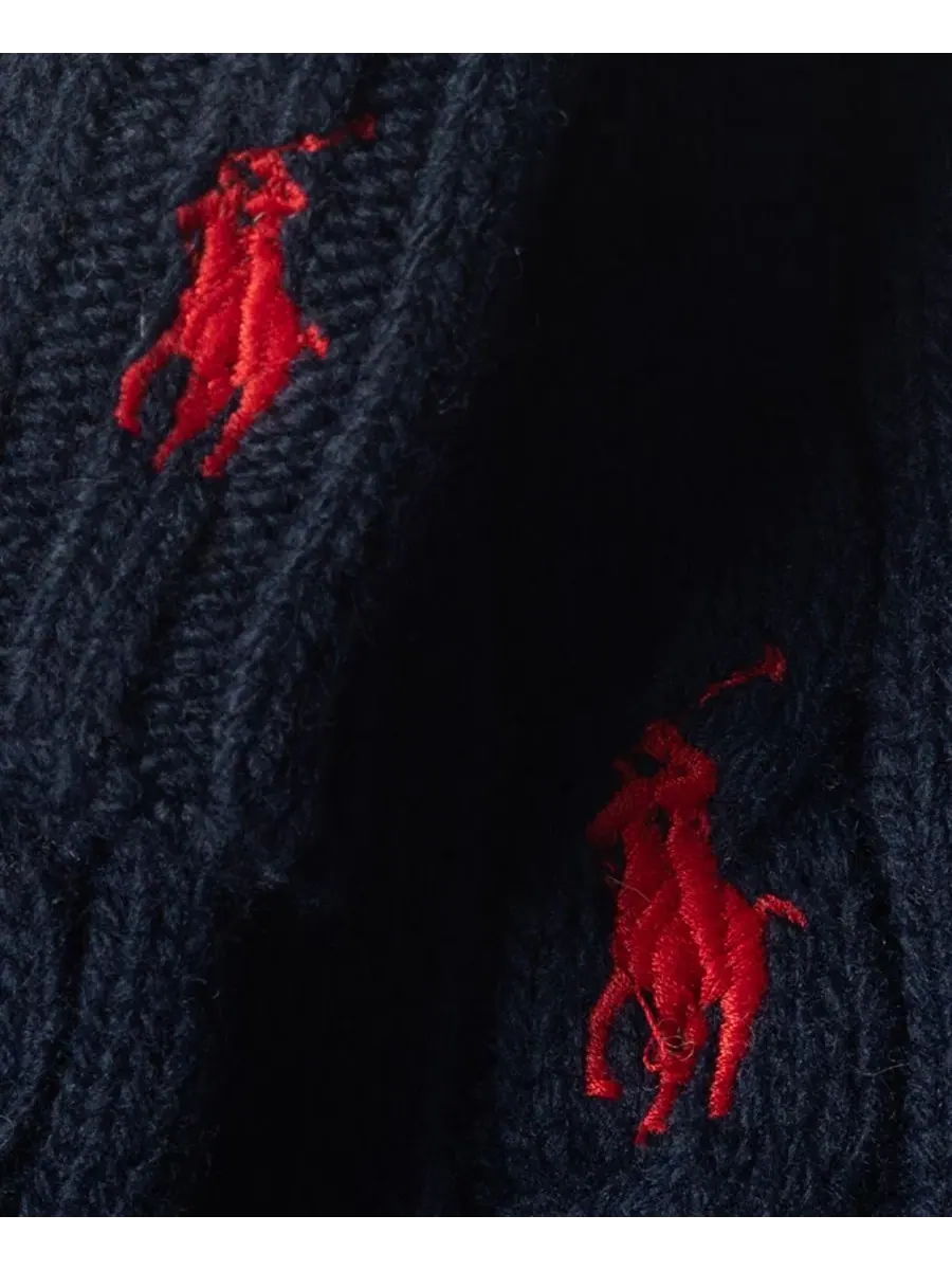 Комплект из шляпы и перчаток с кабельным узором Polo Ralph Lauren — изображение 3 из 4, темно-синий