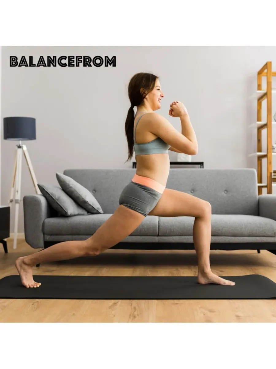 Коврик для йоги GoYoga 180 x 61 см , устойчивый к разрывам, с ремешком — изображение 4 из 5, черный