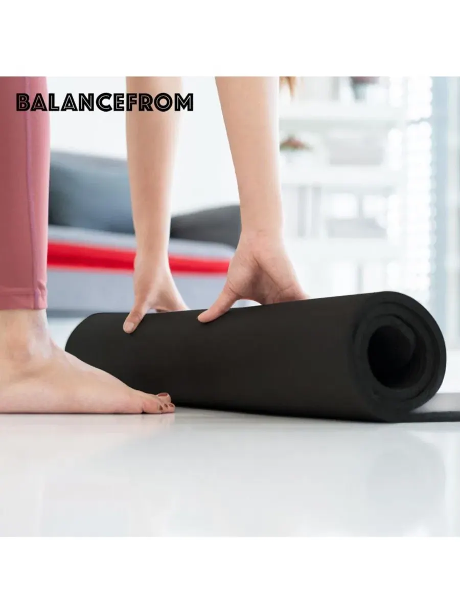 Коврик для йоги GoYoga 180 x 61 см , устойчивый к разрывам, с ремешком — изображение 5 из 5, черный