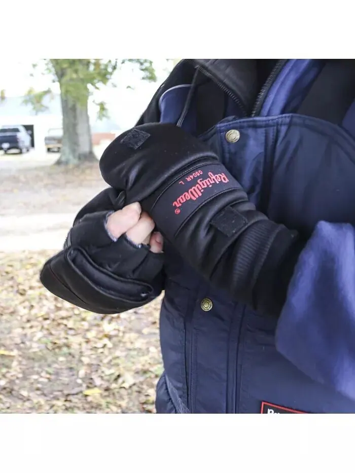 Мужские утепленные перчатки-варежки Softshell с флисовой подкладкой и волокнистым наполнителем — изображение 3 из 3, черный