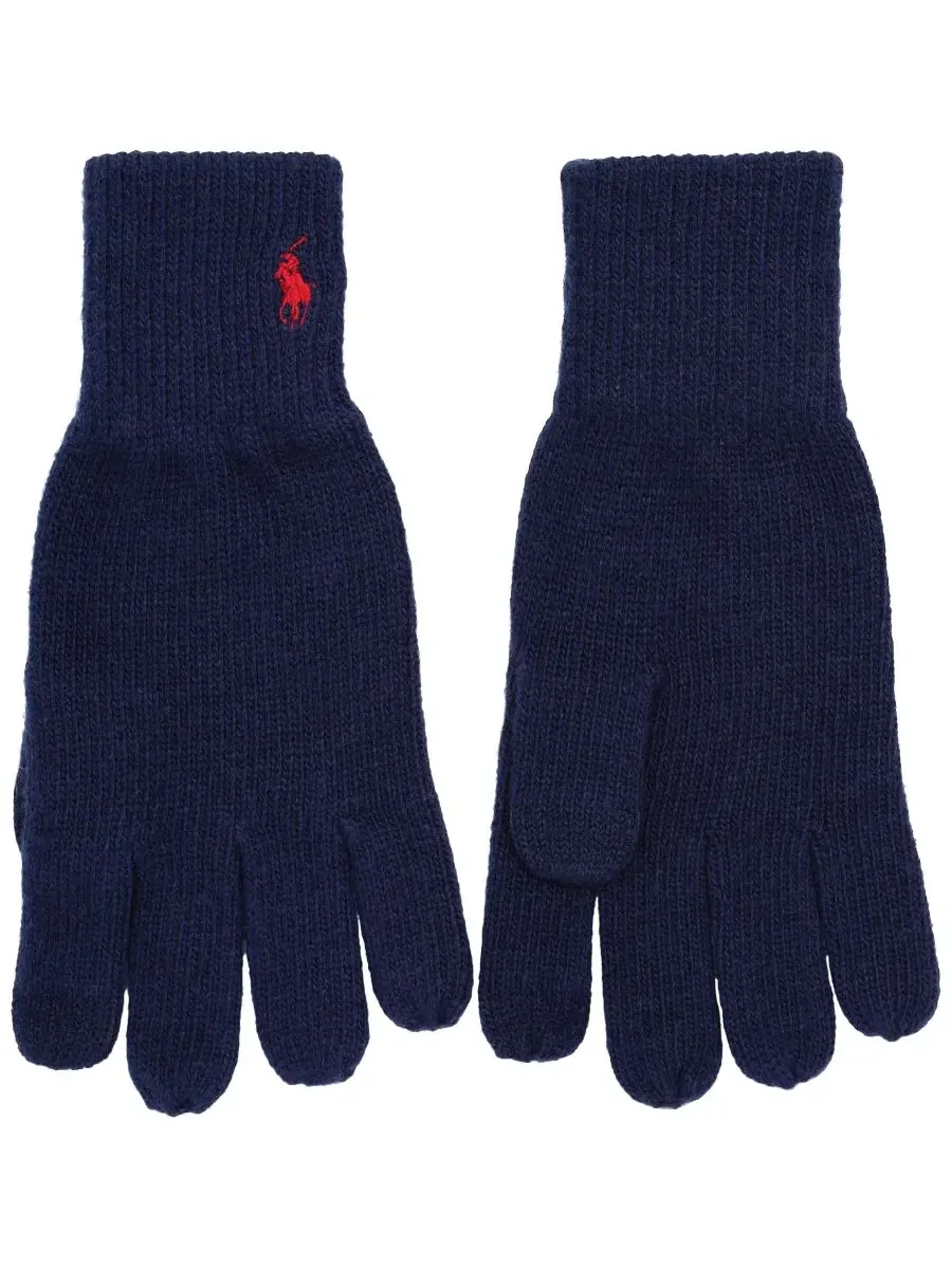 Мужские перчатки с вышивкой Polo Ralph Lauren — изображение 2 из 4, темно-синий