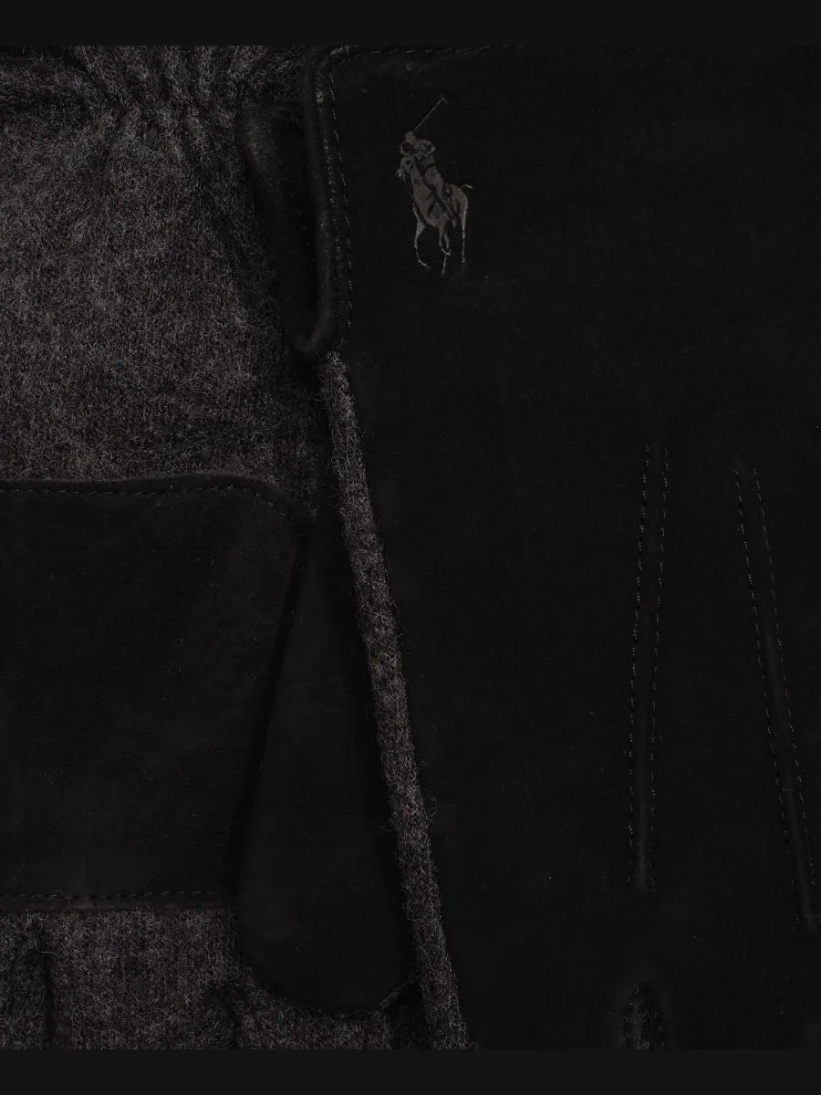 Мужские замшевые гибридные перчатки Polo Ralph Lauren — изображение 4 из 4, черный/темно-серый