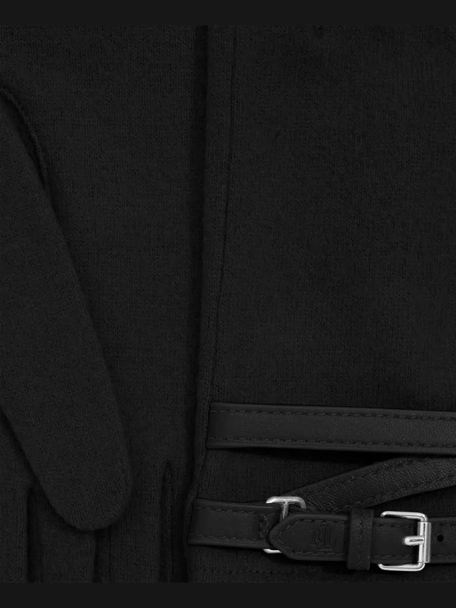 Перчатки с поясом из кашемировой смеси с тисненым логотипом LRL Lauren Ralph Lauren — изображение 4 из 4, черный