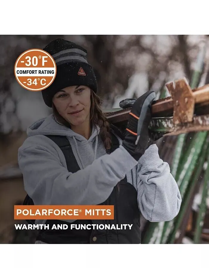 Мужские утепленные варежки PolarForce с сенсорным экраном на большом пальце RefrigiWear — изображение 3 из 3, черный