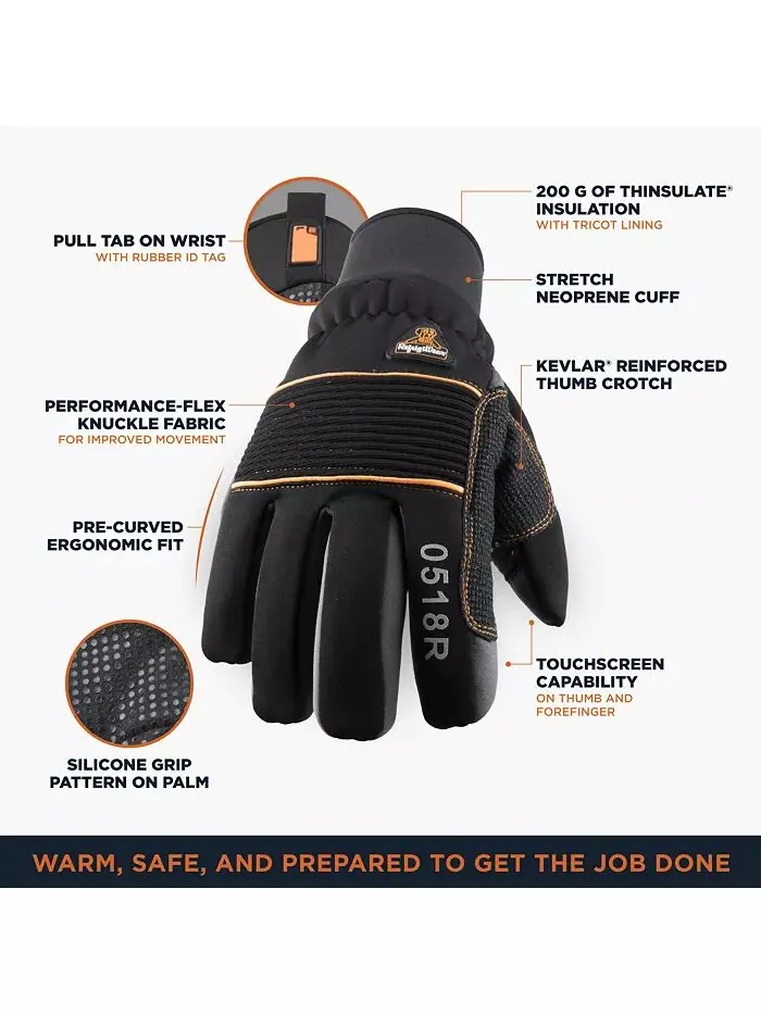 Мужские утепленные перчатки PolarForce с подкладкой и функцией Grip Assist RefrigiWear — изображение 3 из 3, черный