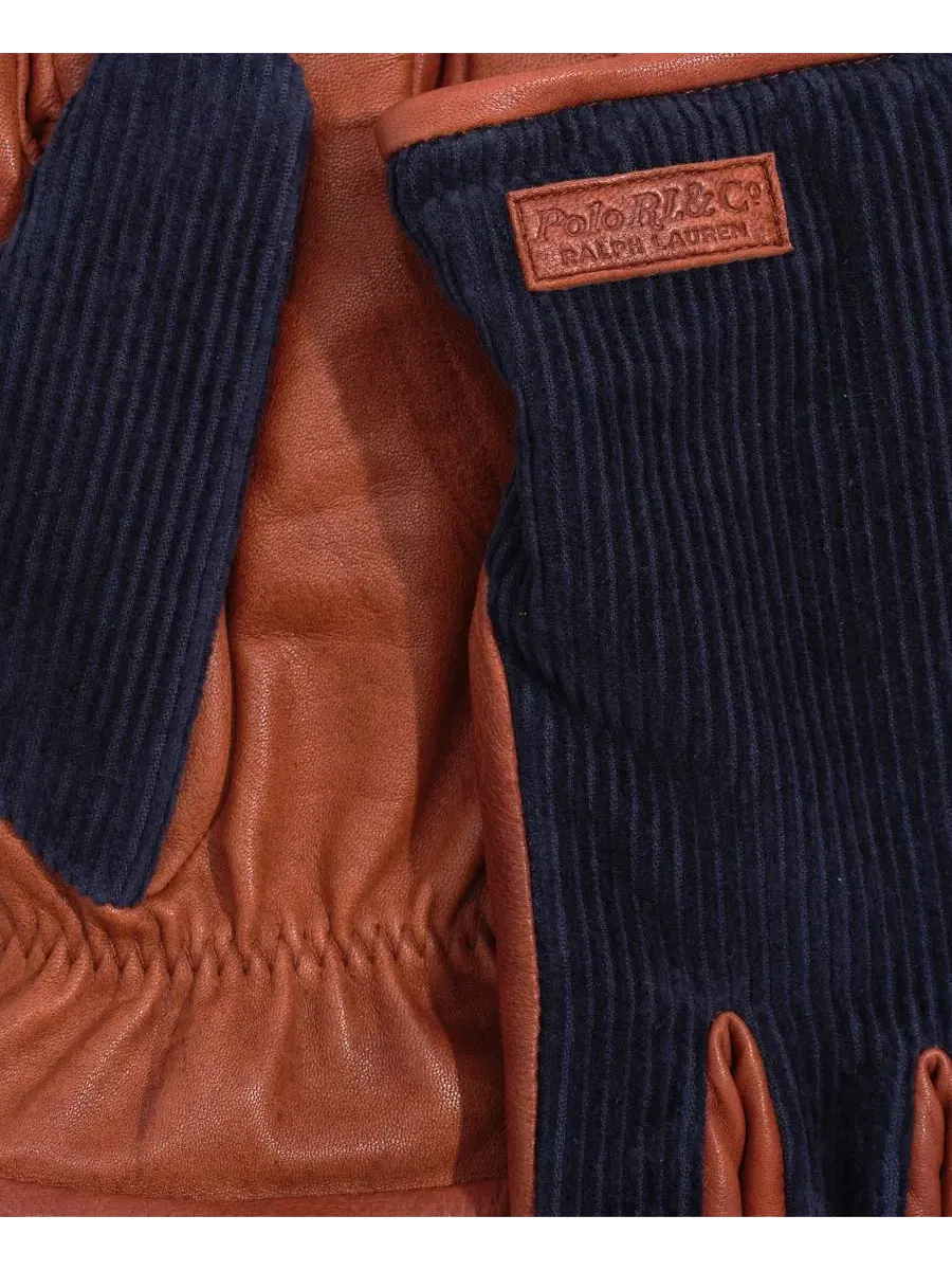 Перчатки из вельвета с кожаной ладонью Polo Ralph Lauren — изображение 4 из 4, темно-синий