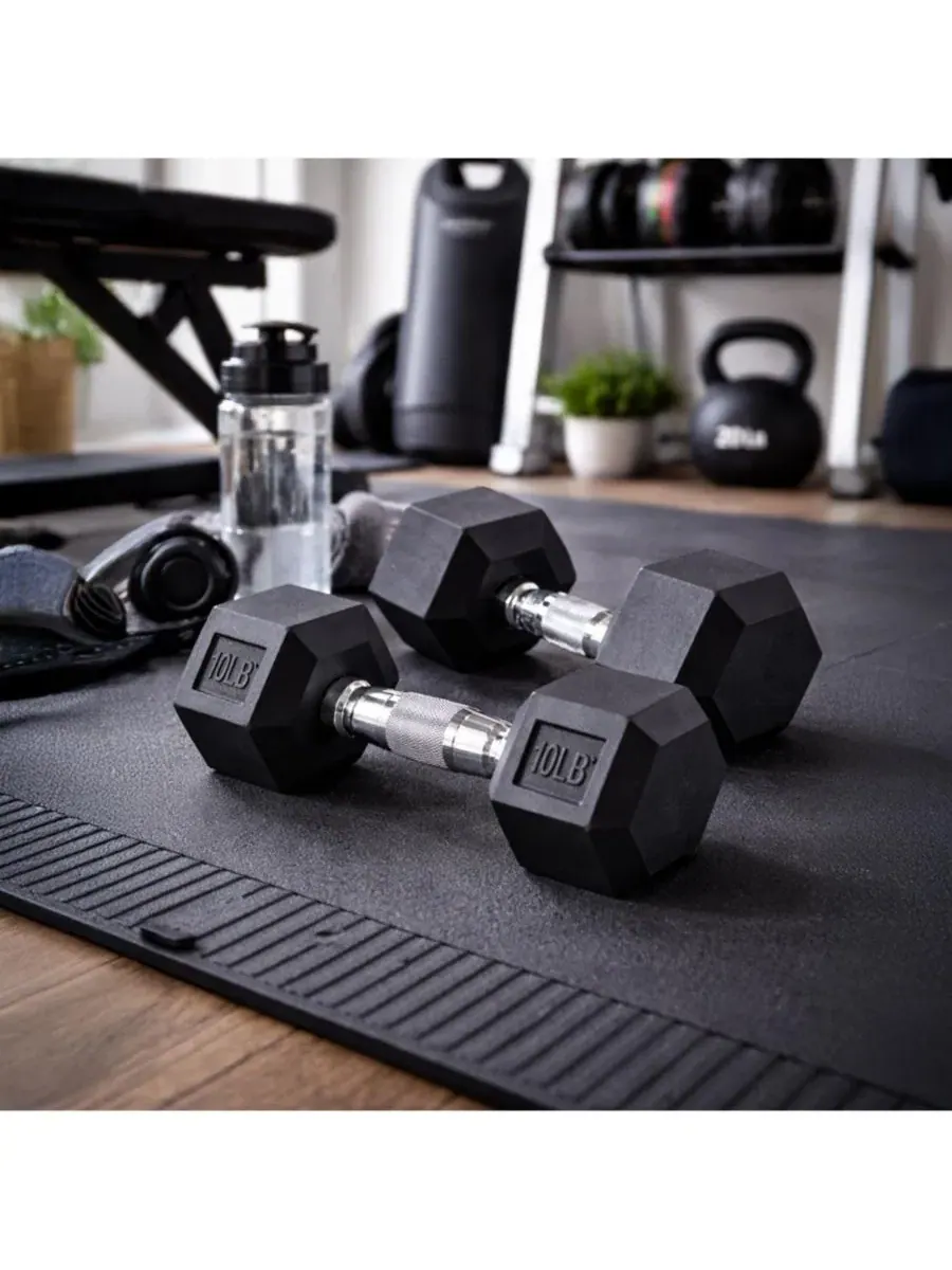 Набор шестигранных гантелей для силовых тренировок, 4,5 кг Signature Fitness — изображение 5 из 9, черный