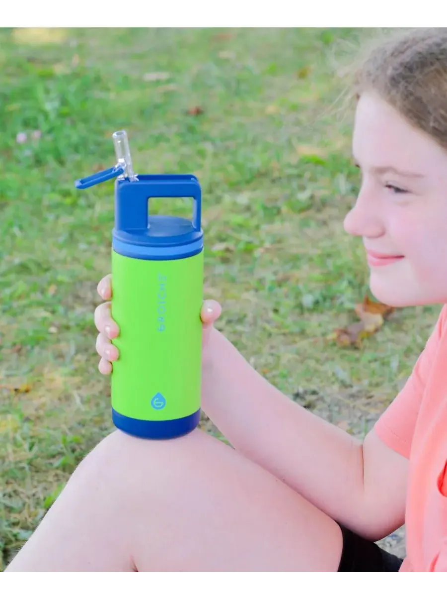 Детская термобутылка Alpine Flip 'N Sip с трубочкой, 2 шт Grosche — изображение 4 из 9, синий/зеленый