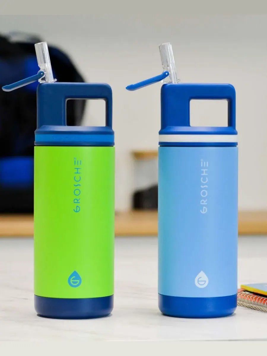 Детская термобутылка Alpine Flip 'N Sip с трубочкой, 2 шт Grosche — изображение 8 из 9, синий/зеленый