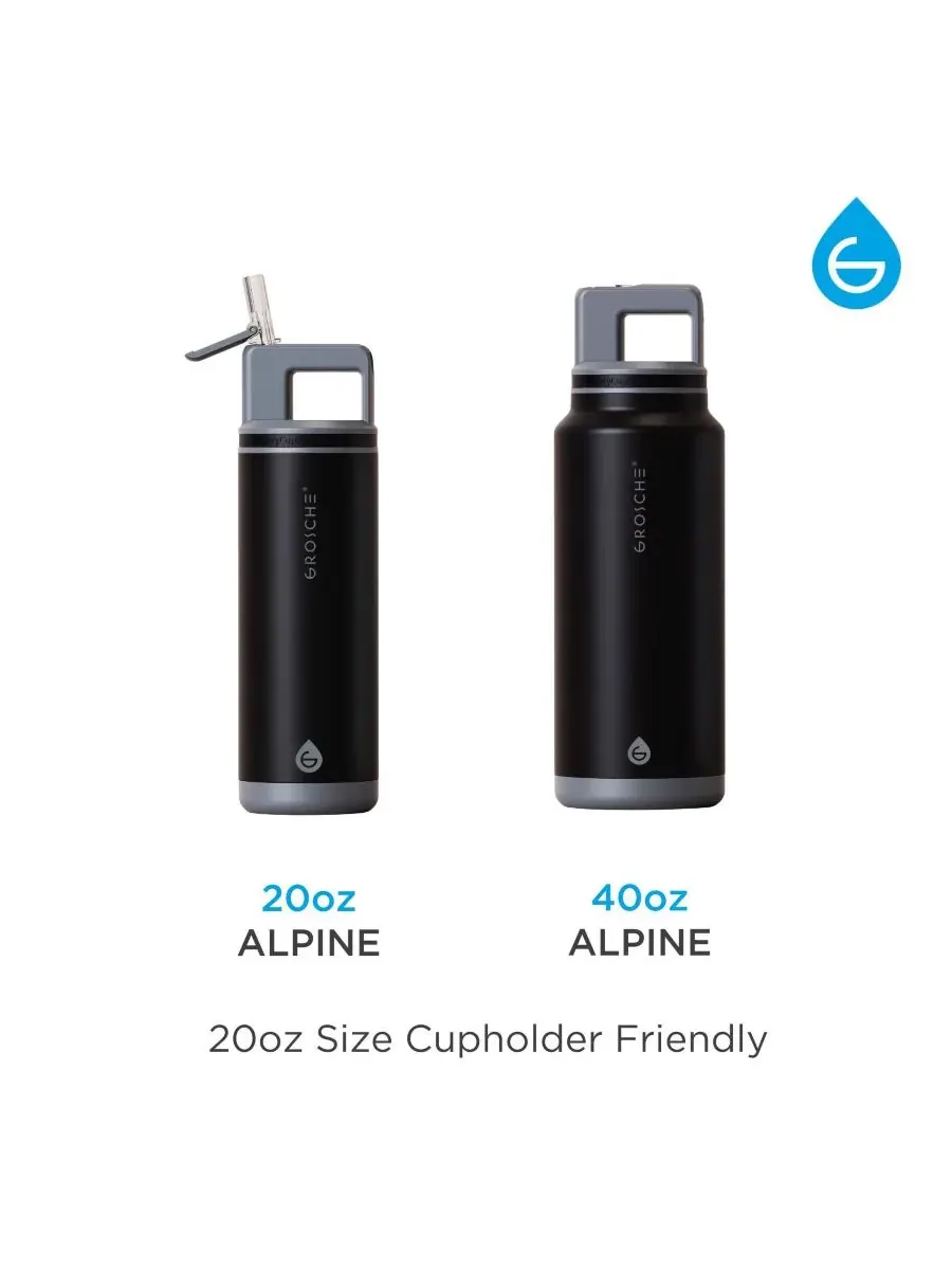 Термос Alpine Flip 'N Sip с трубочкой, 2 шт., 0,6 л + 1 л Grosche — изображение 2 из 10, черный