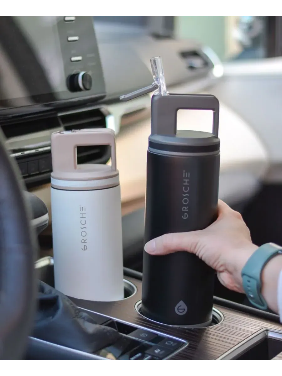 Термос Alpine Flip 'N Sip с трубочкой, 2 шт., 0,6 л + 1 л Grosche — изображение 6 из 10, черный