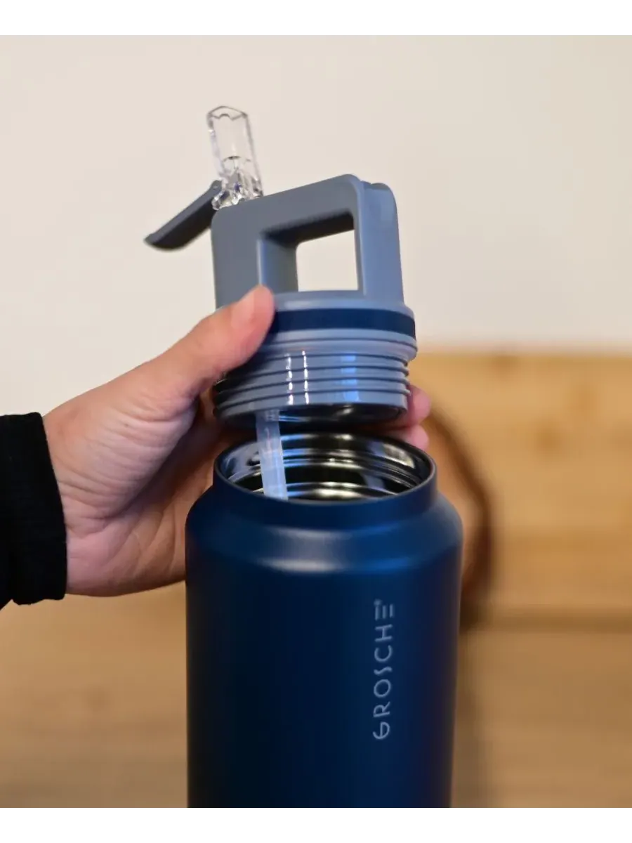 Термос Alpine Flip 'N Sip с трубочкой, 2 шт., 0,6 л + 1 л Grosche — изображение 5 из 10, синий