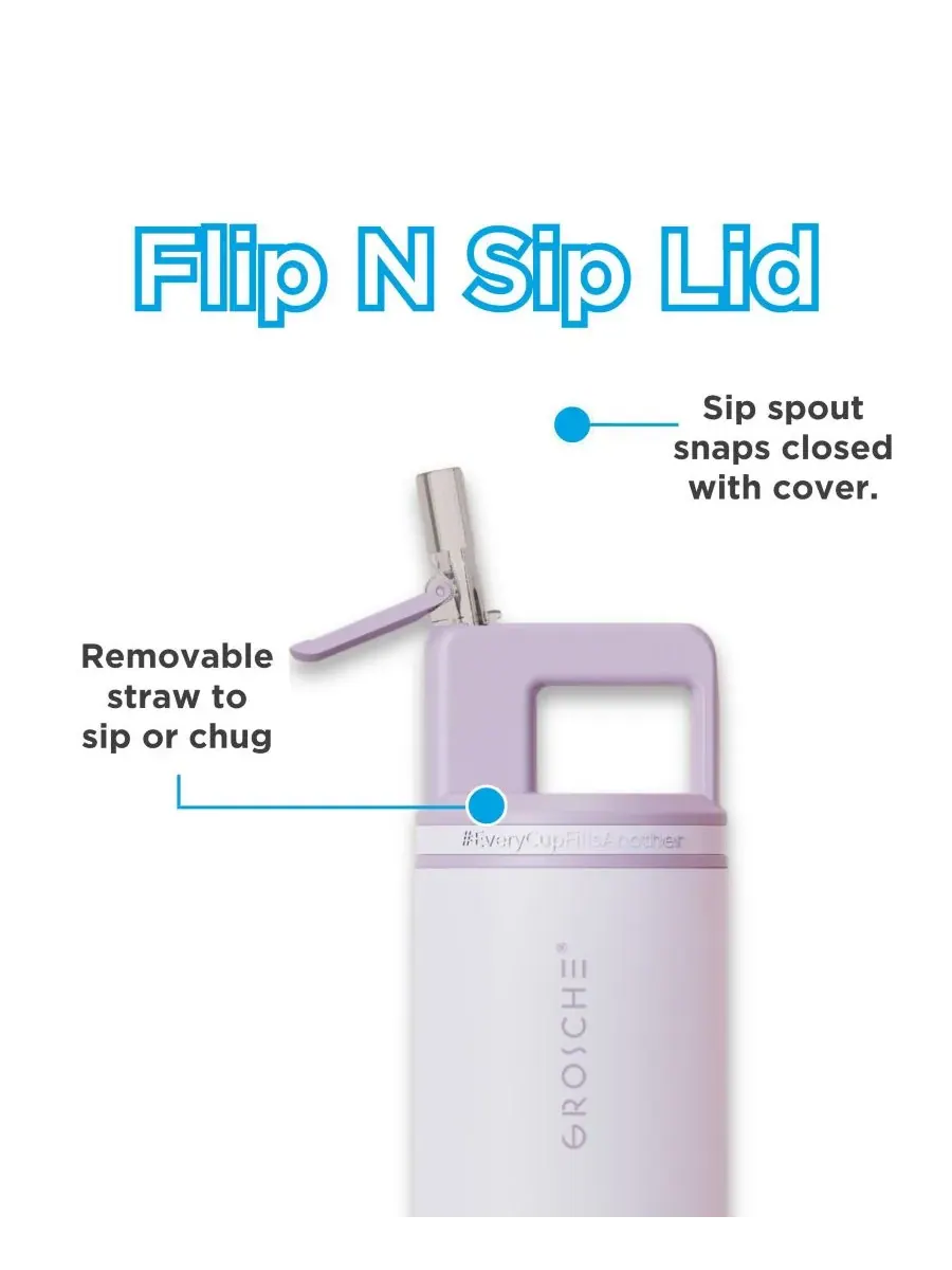 Термос Alpine Flip 'N Sip с трубочкой, 2 шт., 0,6 л + 1 л Grosche — изображение 2 из 10, фиолетовый