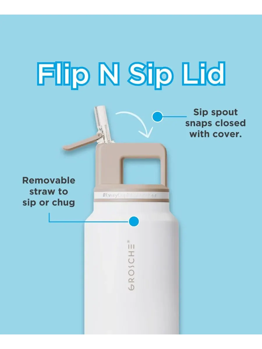 Термос Alpine Flip 'N Sip с трубочкой, 2 шт., 0,6 л + 1 л Grosche — изображение 2 из 10, белый