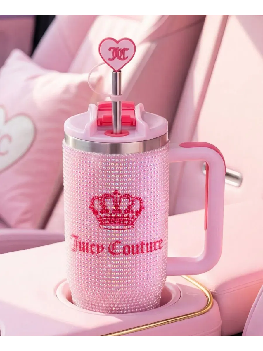 Термокружка Diamond Bling 0,89 л, с блестящими стразами Juicy Couture — изображение 2 из 8, розовый