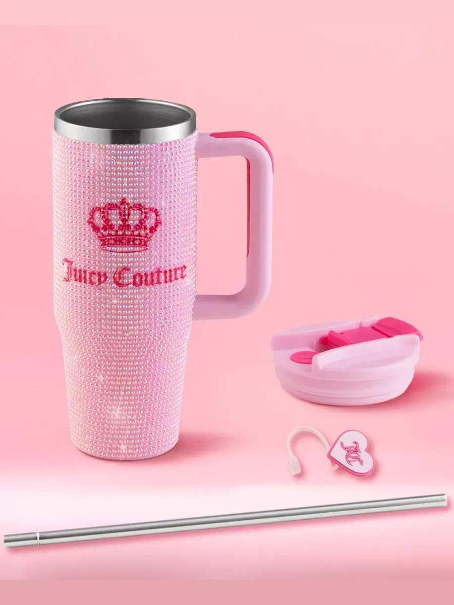 Термокружка Diamond Bling 0,89 л, с блестящими стразами Juicy Couture — изображение 7 из 8, розовый