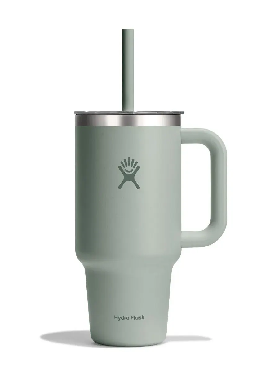 Термокружка-травлер 32 унции с ручкой и трубочкой Hydro Flask — зеленый