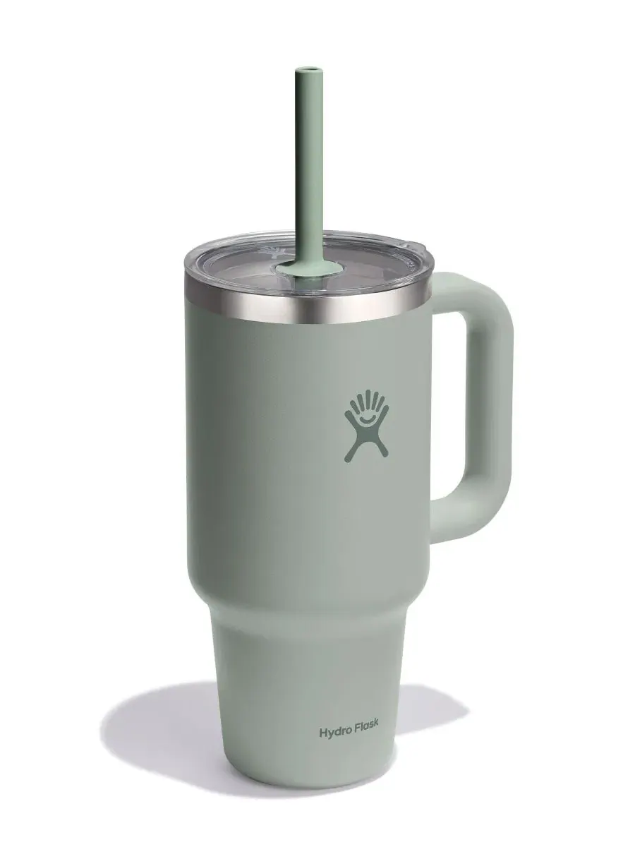 Термокружка-травлер 32 унции с ручкой и трубочкой Hydro Flask — изображение 2 из 3, зеленый