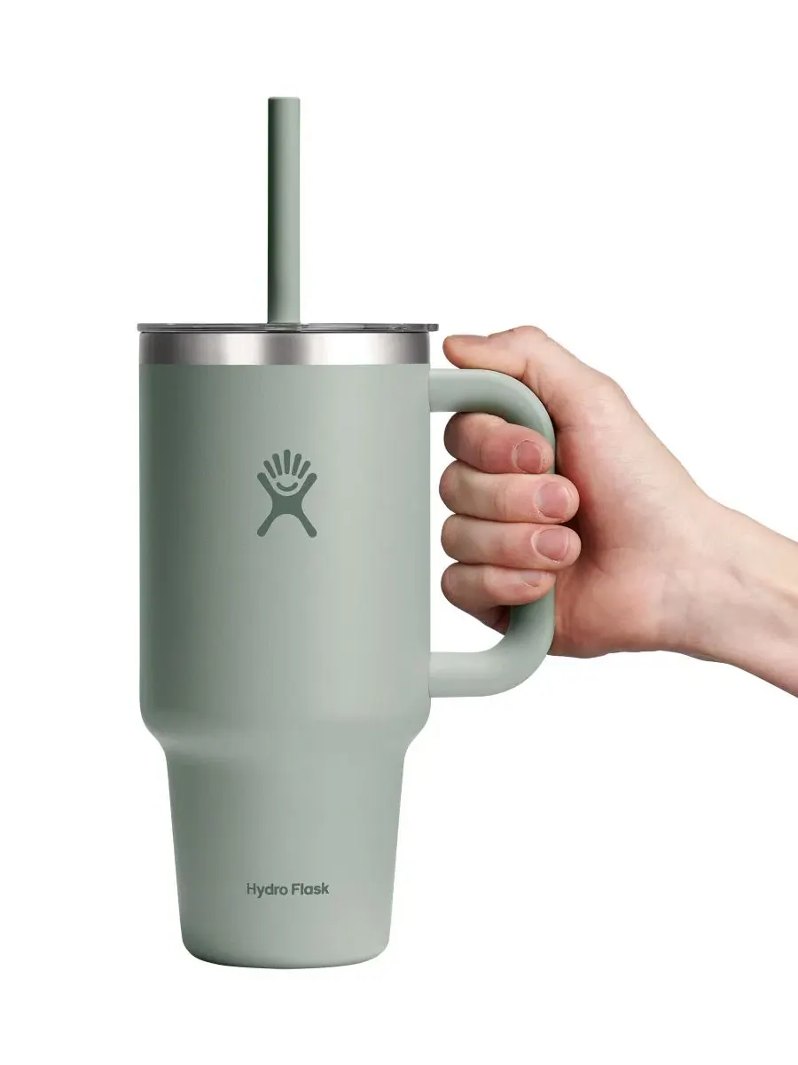 Термокружка-травлер 32 унции с ручкой и трубочкой Hydro Flask — изображение 3 из 3, зеленый