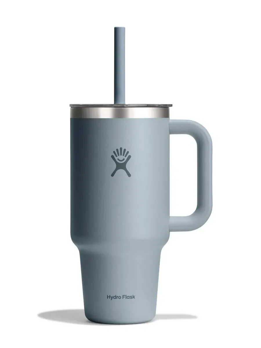 Термокружка дорожная 0,95 л с трубочкой и ручкой Hydro Flask — серый