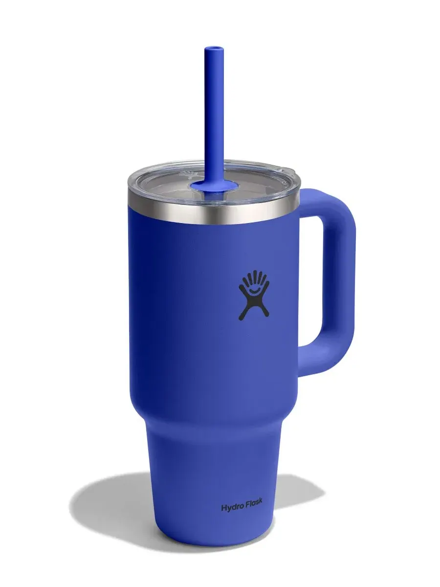 Термокружка дорожная 946 мл с ручкой и трубочкой Hydro Flask — изображение 2 из 3, синий