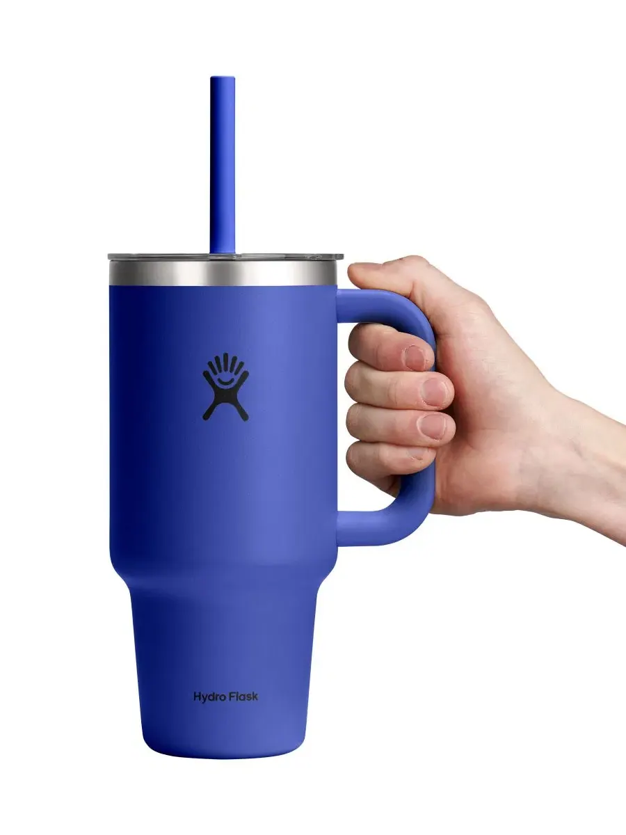 Термокружка дорожная 946 мл с ручкой и трубочкой Hydro Flask — изображение 3 из 3, синий