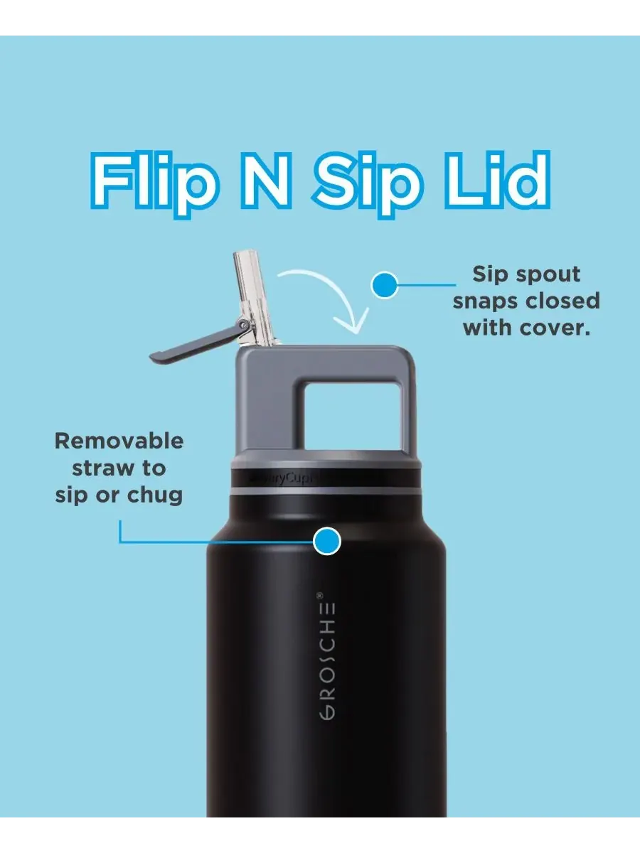 Термос Alpine Flip 'N Sip с трубочкой, 1 л (2 шт.) Grosche — изображение 2 из 10, черный