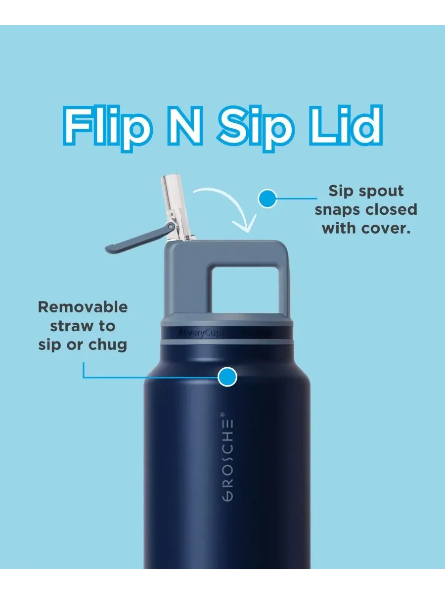 Термос Alpine Flip 'N Sip с трубочкой, 1 л (2 шт.) Grosche — изображение 2 из 10, синий