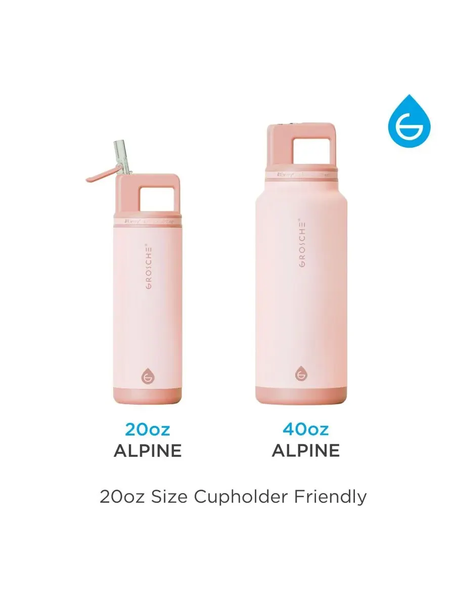 Термос Alpine Flip 'N Sip с трубочкой, 1 л (2 шт.) Grosche — изображение 2 из 10, розовый