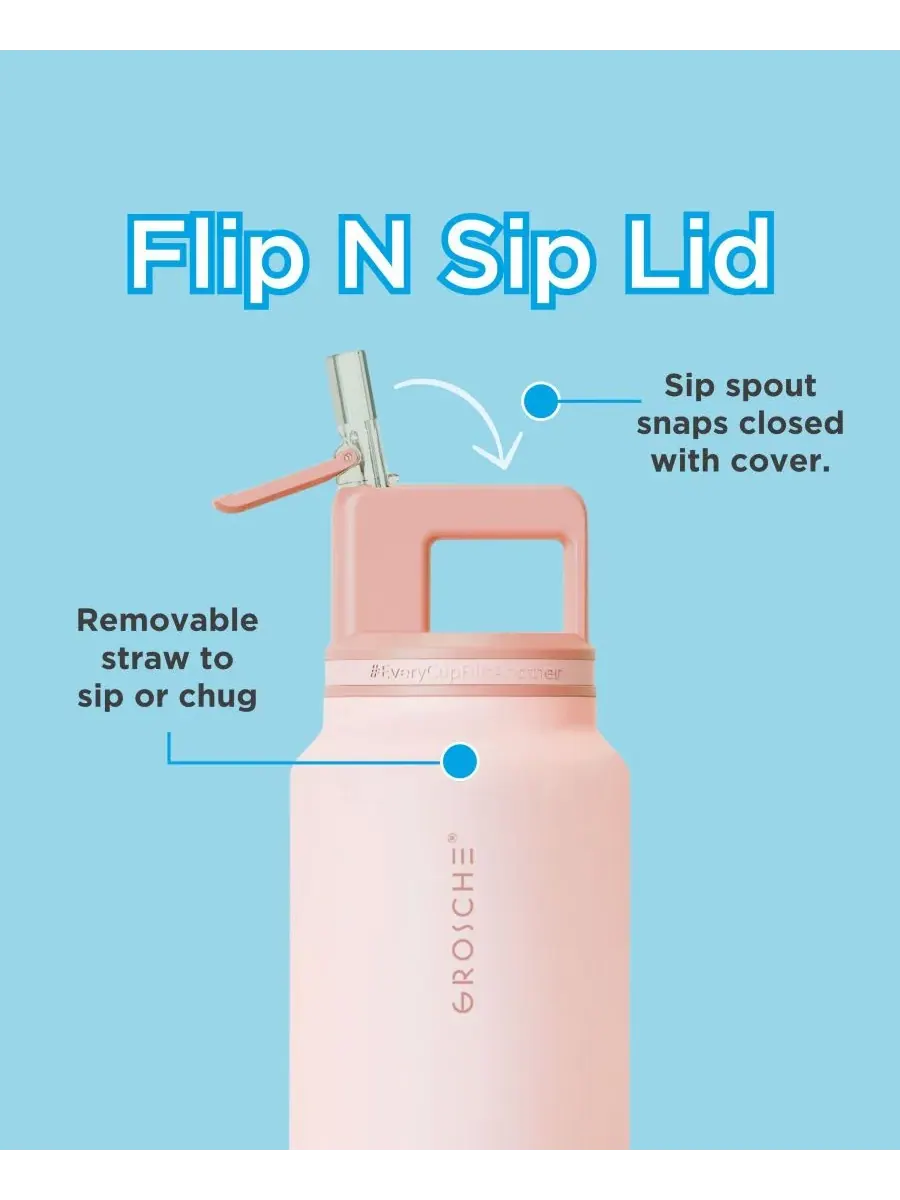 Термос Alpine Flip 'N Sip с трубочкой, 1 л (2 шт.) Grosche — изображение 3 из 10, розовый
