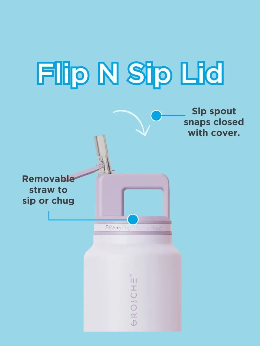 Термос Alpine Flip 'N Sip с трубочкой, 1 л (2 шт.) Grosche — изображение 3 из 10, фиолетовый