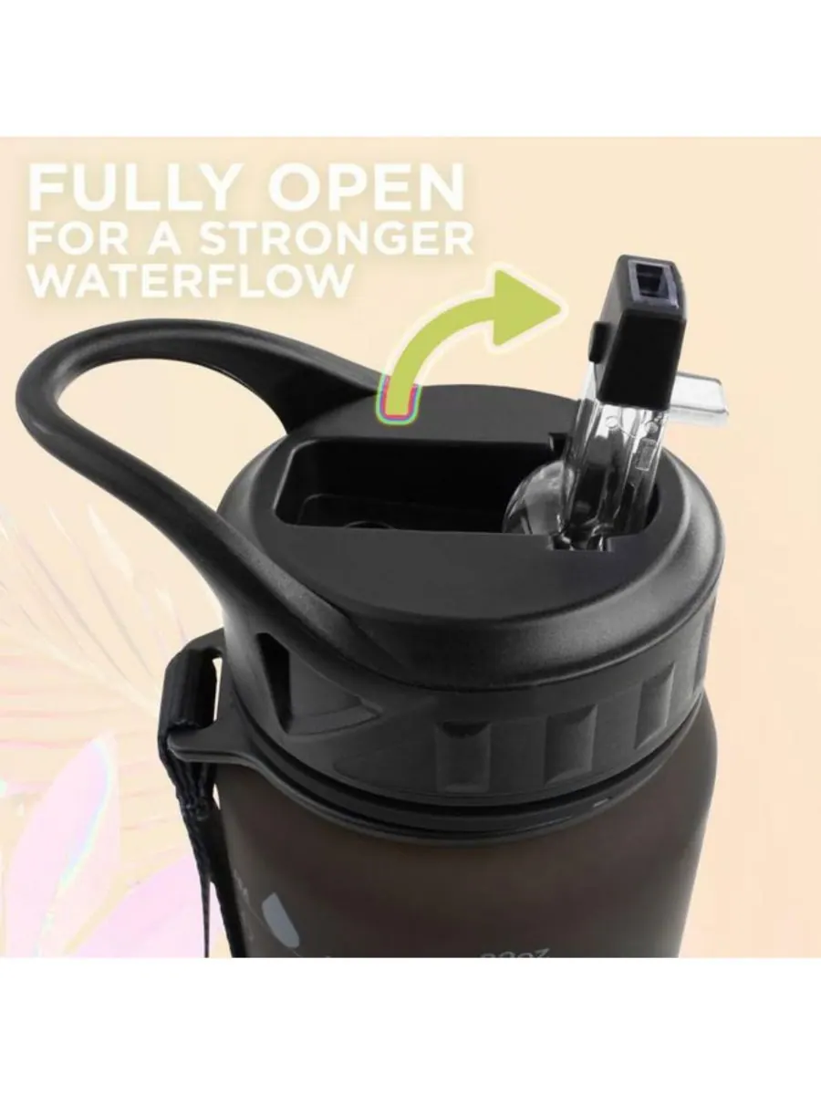 Бутылка для воды Hydration Nation с отметкой времени, 955 мл (32 унции) Zulay Kitchen — изображение 6 из 8, черный