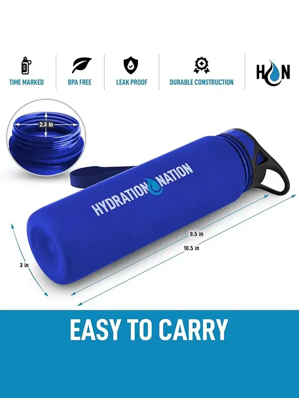 Бутылка для воды Hydration Nation с отметкой времени, 32 унции Zulay Kitchen — изображение 3 из 4, синий