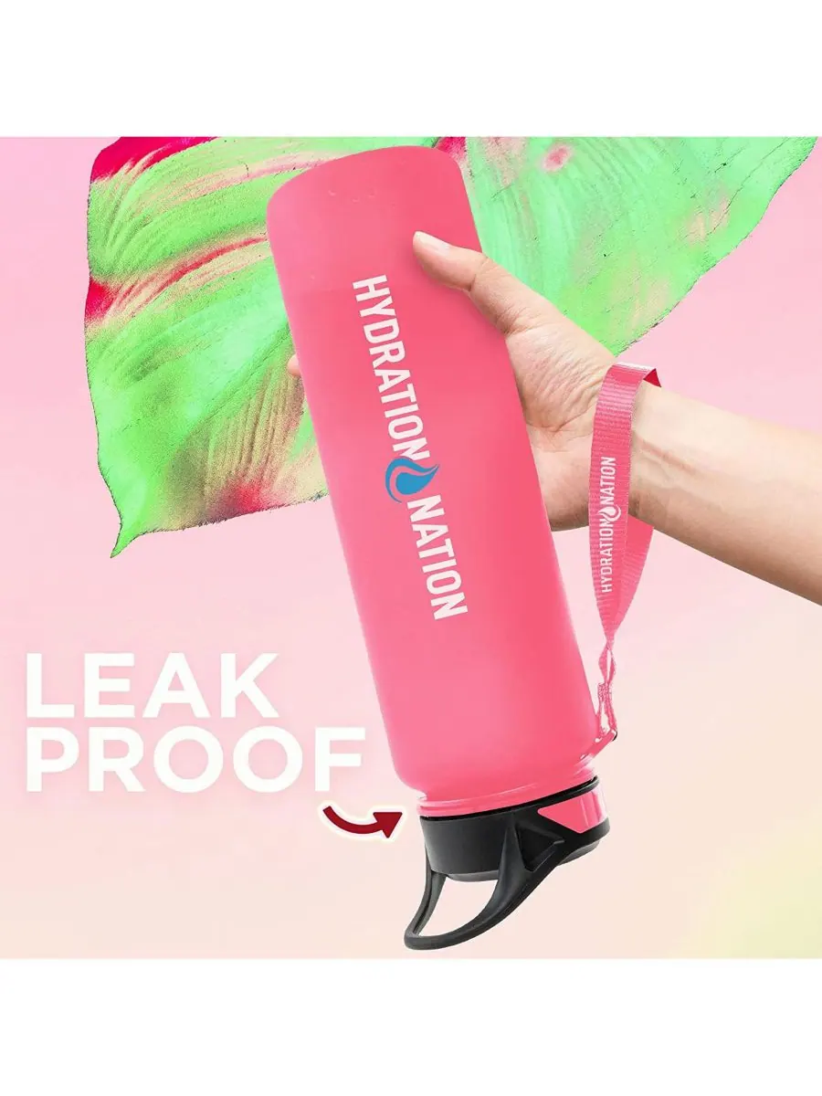 Бутылка для воды Hydration Nation с отметкой времени, 955 мл (32 унции) Zulay Kitchen — изображение 3 из 10, розовый