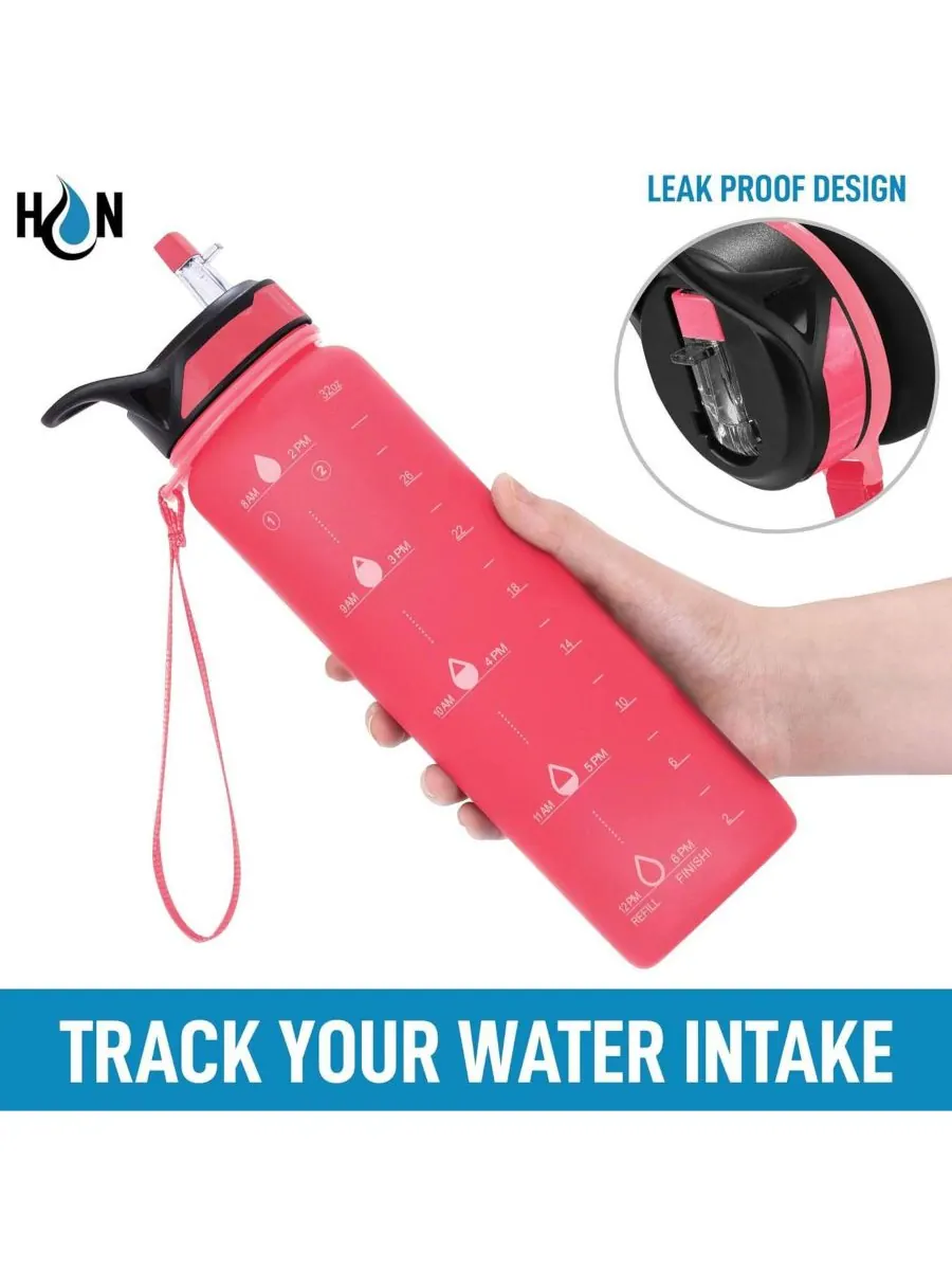 Бутылка для воды Hydration Nation с отметкой времени, 955 мл (32 унции) Zulay Kitchen — изображение 10 из 10, розовый