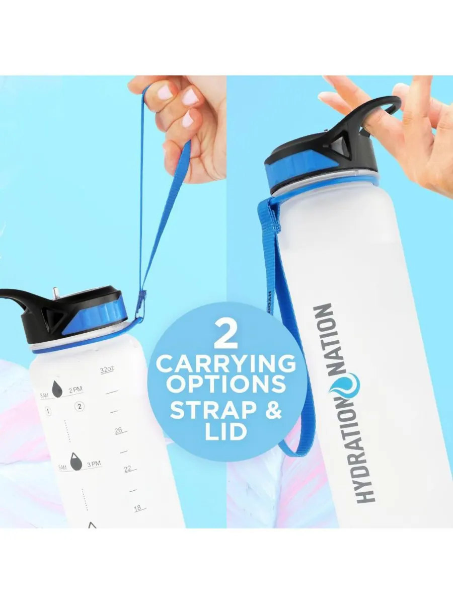 Бутылка для воды Hydration Nation с отметкой времени, 955 мл (32 унции) Zulay Kitchen — изображение 7 из 8, белый