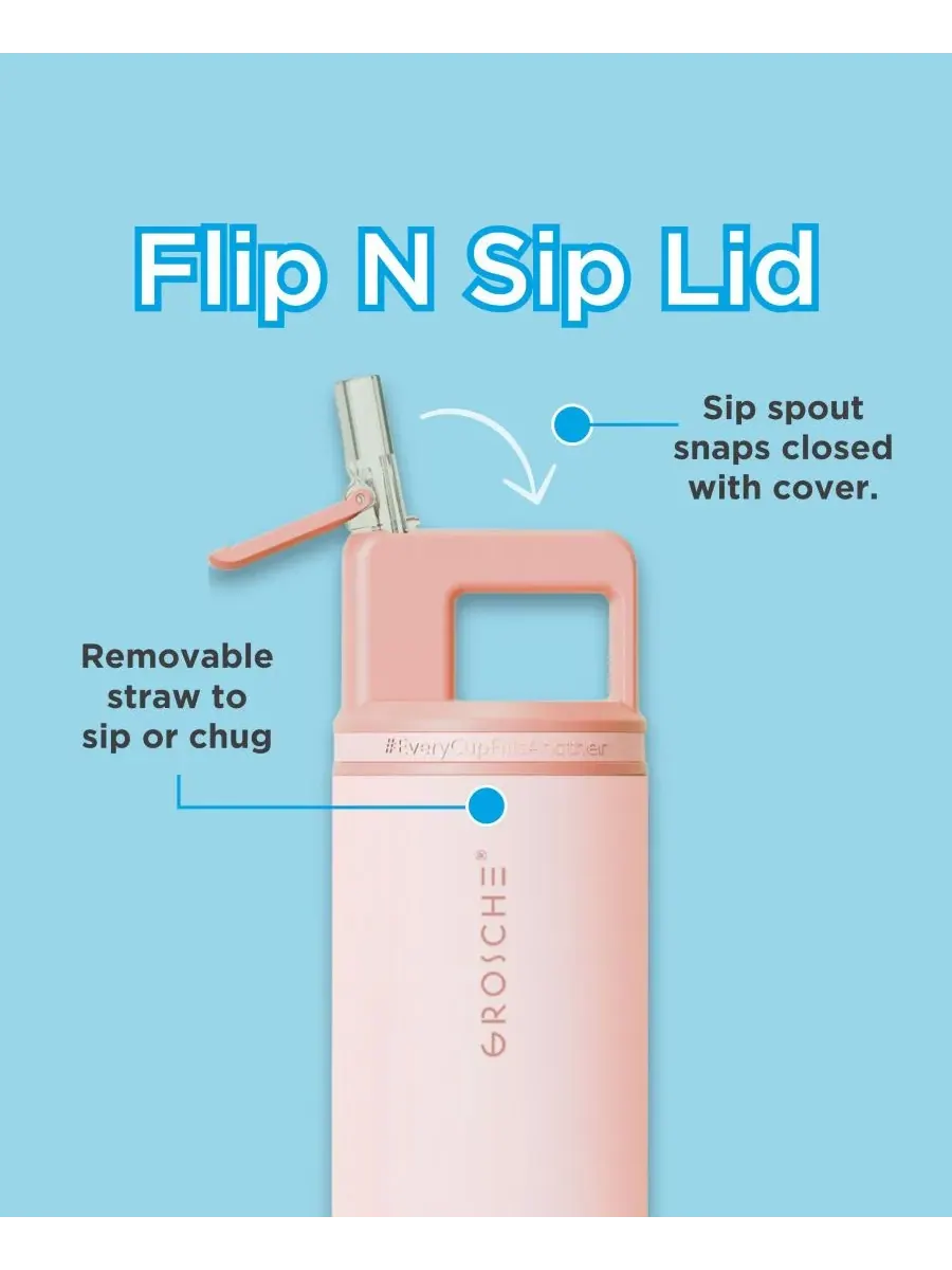 Термос Alpine Flip 'N Sip с трубочкой, герметичный, 0,6 л (593 мл) Grosche — изображение 9 из 10, синий