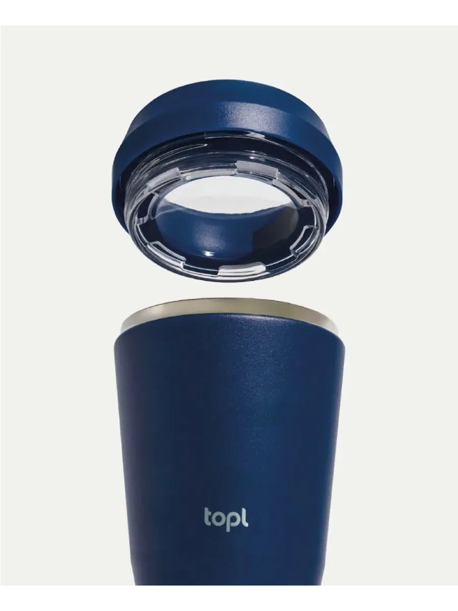 Термокружка дорожная 350 мл с крышкой 360°, Topl To Go Travel Tumbler, Topl Drinkware — изображение 2 из 3, темно-синий