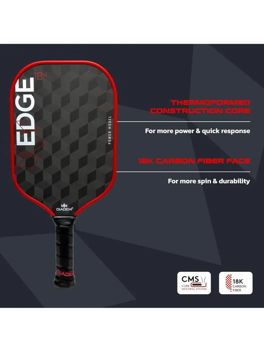 Ракетка для пиклбола Edge 18k - Power Diadem — изображение 3 из 3, красный