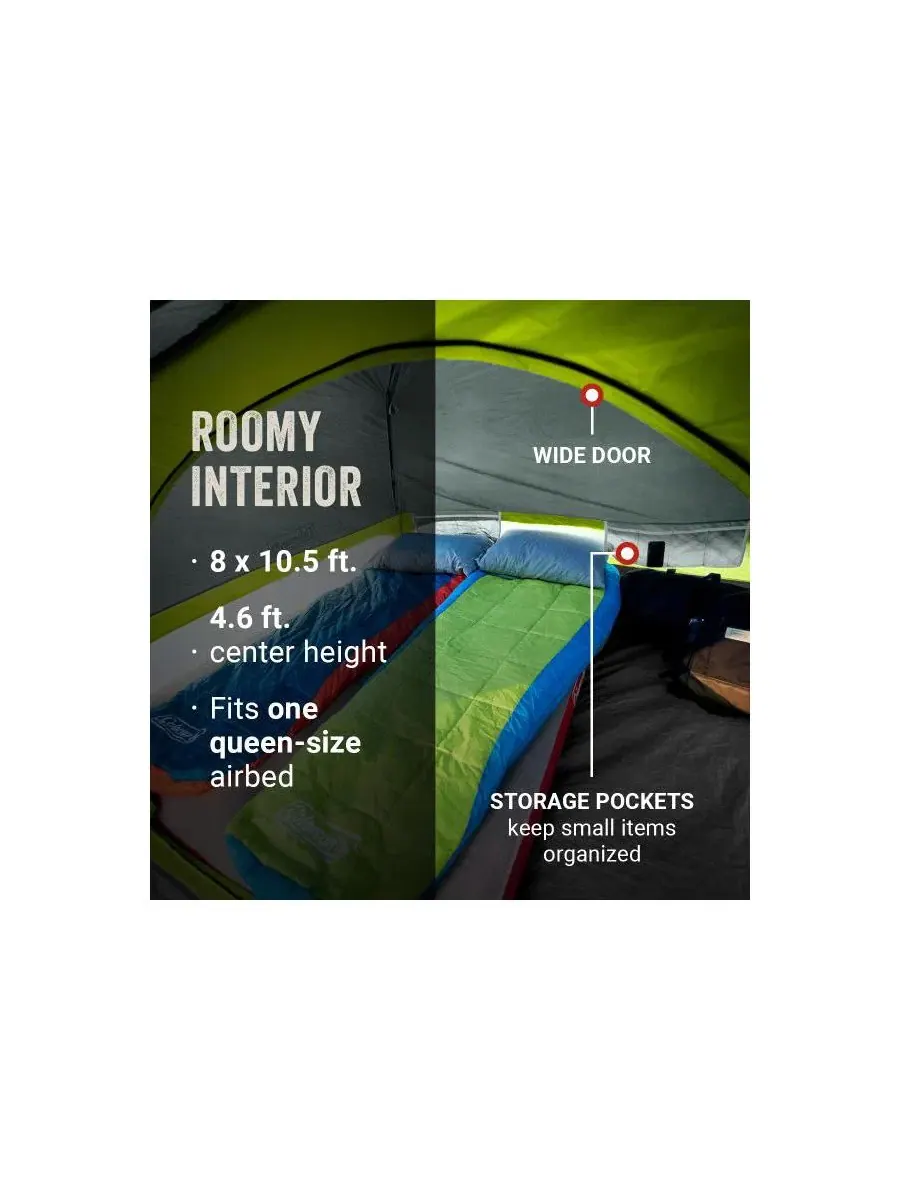 Палатка для кемпинга Skydome на 4 человека с москитной сеткой Coleman — изображение 3 из 8, серый